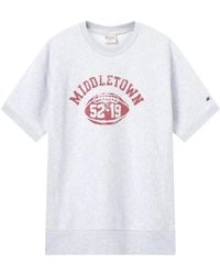Champion - Tops ,Grijs ,Katoen Sweatshirt Met Korte Mouwen - Lyst