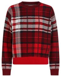 Tommy Hilfiger - Maglione in morbido cotone con stampa tommy tartan rouge - Lyst