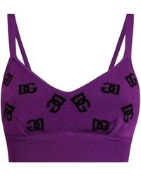 Dolce & Gabbana - Paarse V-Hals Shirt Met Rits Aan De Achterkant - Lyst