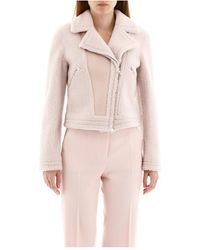 Blancha Shearling Biker Jacket - Roze