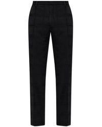 Etro - Broeken ,Zwart ,Wol Wollen Broek Met Plooi Aan De Voorkant - Lyst