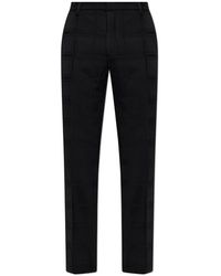 Etro - Broeken ,Zwart ,Wol Wollen Broek Met Plooi Aan De Voorkant - Lyst