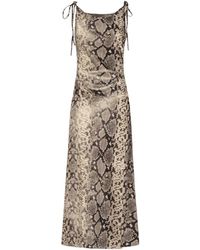 Acne Studios - Satijnen Midi-Jurk Met Pythonprint - Lyst