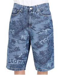Tommy Hilfiger - Denim shorts mit tropischem print - Lyst
