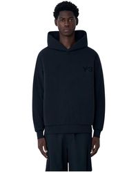 Y-3 - Logo Motif Hooded Sweatshirt - Lyst