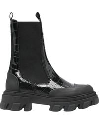Ganni - Bottines Chelsea À Effet Peau De Crocodile - Lyst