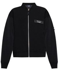 Comme des Garçons - Jassen ,Zwart ,Zwarte Zip Jas Met Logo Patch - Lyst