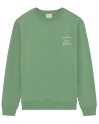 Drole de Monsieur - Hoodies & Sweatvesten ,Groen ,Katoen Sweatshirt Met Print Op De Rug - Lyst