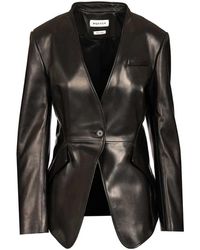 McQueen - Peplum Tailored Leren Jas - Lyst