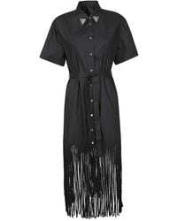 Pinko - Kleedjes ,Zwart ,Katoen Avigliano Lange Jurk - Lyst