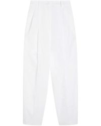 Sportmax - Broeken ,Wit ,Katoen Hoge Taille Katoenen Broek Met Zakken - Lyst