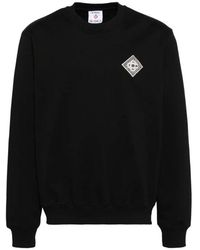 CASABLANCA - Hoodies & Sweatvesten ,Zwart ,Katoen Logo Patch Sweater Zwart Biologisch Katoen - Lyst