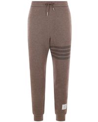 Thom Browne - Pantalone jogging in lana marrone con dettaglio 4bar - Lyst