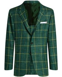 Kiton - Fijn Geweven Geruite Single-Breasted Jas - Lyst