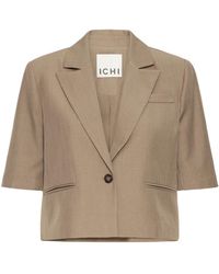 Ichi - Jassen ,Polyester Cropped Blazer Caribou Stijl - Lyst