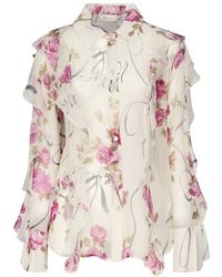 Blumarine - Blumige Seidenbluse Mit Rüschen - Lyst