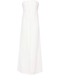 Alberta Ferretti - Vestido blanco sin tirantes con detalles plisados - Lyst