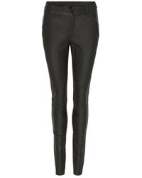 Notyz - Donkergrijze Leren Leggings Met Rits - Lyst
