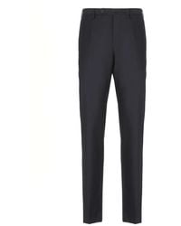 Incotex - Blauwe Wollen Broek Met Zakken - Lyst