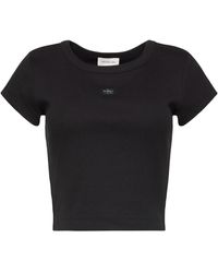 Calvin Klein - Tops ,Zwart ,Katoen Woven Label 2X 2 Rib Baby Tee - Lyst