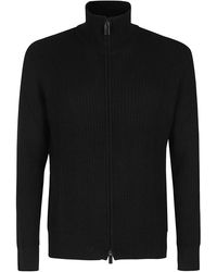 Paolo Pecora - Truien & Vesten ,Zwart ,Wol Merino Wollen Trui Met Rits En Ruitpatroon - Lyst