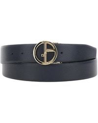 Giorgio Armani - Accessoires ,Blauw ,Leer Omkeerbare Riem Van Glad En Generfd Leer - Lyst