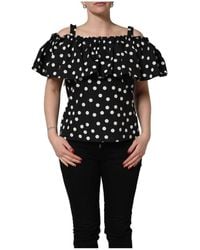 Dolce & Gabbana - Black White Polka Dot Off Shoulder Top - Lyst