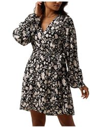 Another Label - Kleedjes ,Zwart ,Polyester Zwarte Bloemen Mini Jurk - Lyst