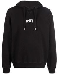 DSquared² - Hoodies & Sweatvesten ,Zwart ,Katoen Be Icon Logo Hoodie - Lyst