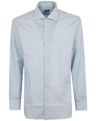 Barba Napoli - Overhemden ,Blauw ,Katoen Neck Shirt - Lyst