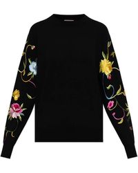 KENZO - Truien & Vesten ,Zwart ,Wol Wol Trui Met Bloemenmotief - Lyst