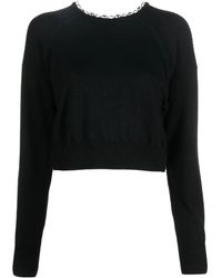 Rabanne - Truien & Vesten ,Zwart ,Wol Rondgebreide Trui - Lyst