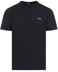 ZEGNA - Blu navy magliette in cotone - Lyst