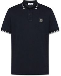 Stone Island - Tops ,Blauw ,Katoen Polo Met Logo - Lyst