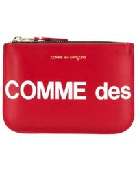 Comme des Garçons - Rote leder-geldbörse mit reißverschluss und logo - Lyst