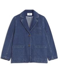 Maison Kitsuné - Jassen ,Blauw ,Denim Blauwe Op Maat Gemaakte Denim Jack Fox Profiel - Lyst