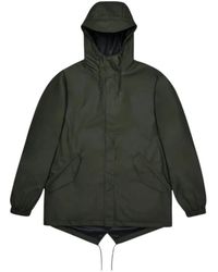 Rains - Jassen ,Groen ,Leer Fishtail Jacket - Lyst