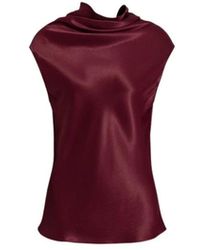 Alberta Ferretti - Tops ,Rood ,Satijn Mouwloze Satijnen Top Met Soepele Halslijn - Lyst