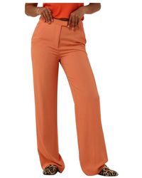 Another Label - Broeken ,Oranje ,Polyester Doore Broek - Lyst