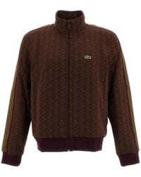 Lacoste - Truien & Vesten ,Rood ,Katoen Paris Zip-Up Jacquard Track Jacket - Lyst