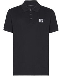 Balmain - Tops ,Zwart ,Katoen Geborduurde Katoenen Polo - Lyst