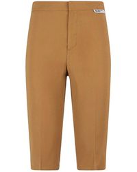 Gcds - Broeken ,Bruin ,Leer Cupro Tailoring Capri Broek - Lyst