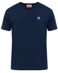 KENZO - Tops ,Blauw ,Katoen Logo T-Shirt - Lyst