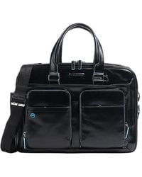 Piquadro - Schwarze Leder-Laptoptasche Mit Mehreren Fächern - Lyst