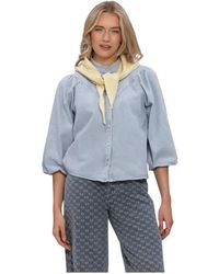 Minus - Overhemden ,Blauw ,Denim Msnew Solene Denim Shirt - Lyst