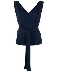 P.A.R.O.S.H. - Blauwe Polyester Blouse Met V-Hals - Lyst