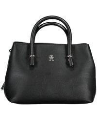 Tommy Hilfiger - Schwarze Satchel Handtasche Mit Kontrastierenden Details - Lyst