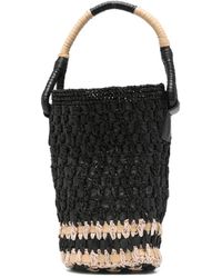 Alysi - Tassen ,Zwart ,Leer Raffia Mini Bag - Lyst