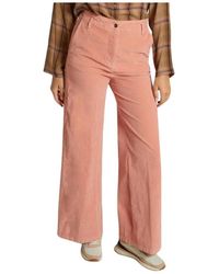 Diega - Pantalones de algodón rosa de corte recto con bolsillos italianos - Lyst