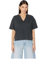 Berenice - Temilio T-Shirt Grau Mit Tunesischem Kragen Und Strassflügeln - Lyst